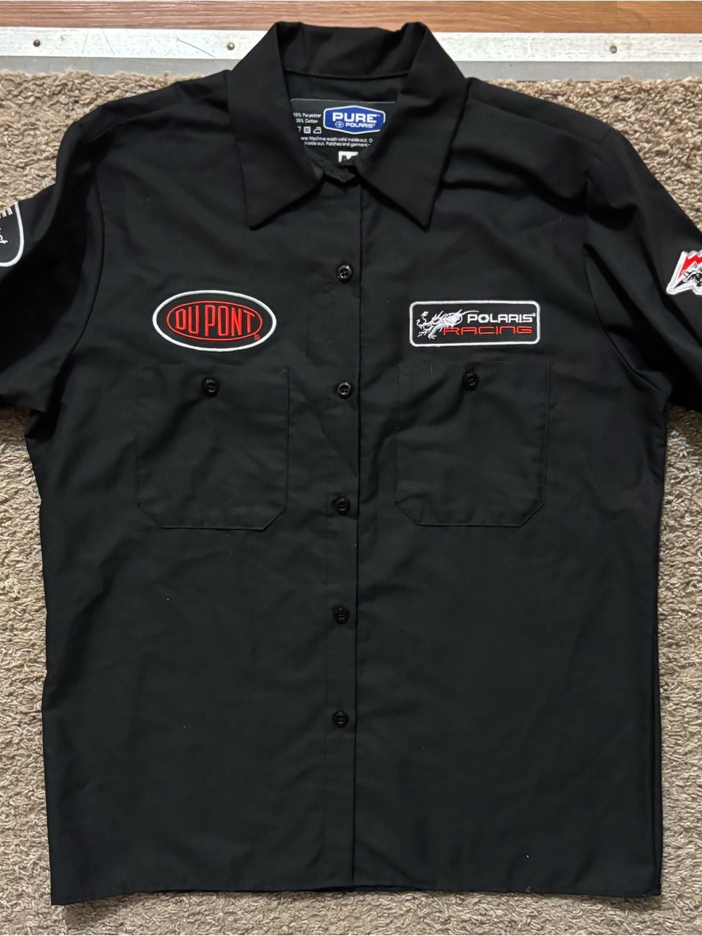 Pure Polaris Black Men's Md Short-Sleeve Crew Racing Work Shirt Like New